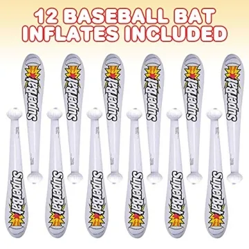 ArtCreativity 22 Inch Inflatable Baseball Bats for Kids, (Pack of 12), Baseball Goodie Bags Favors & Superhero Birthday Boy Party Favors, Inflatable Toys for Kids, Carnival Party Prizes for Kids