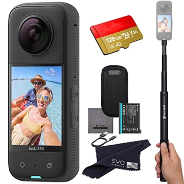 insta360 X3 - Waterproof 360 Action Camera with 48MP Sensors & 5.7K Video, Selfie Stick & 128GB SD C...