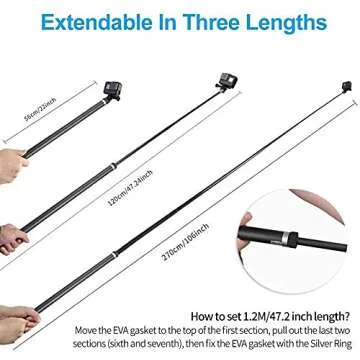 TELESIN Ultra Long Selfie Stick - 106 Inch Lightweight Extendable Handheld Monopod for Gopro/Osmo Action/Insta 360 (106" Selfie Stick)