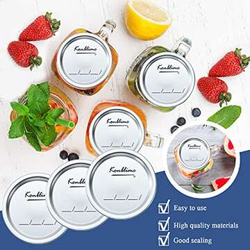 100-Count Canning Lids Wide Mouth Canning Lids for Ball Kerr Jars Split-Type Metal Mason Jar Lids and Secure Canning Jar Lids, 100% Fit for Wide Mouth Jars Lids(100-Count, 86mm)