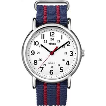 Timex Weekender Stripe | Red/Blue Slip-Through Strap | Casual Watch T2N747