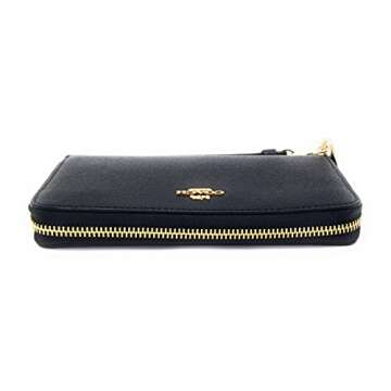 Coach Women's Long Zip Around Wallet (Crossgrain Leather, Gold - Black)