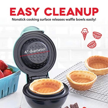DASH Mini Waffle Bowl Maker for Waffles and Desserts