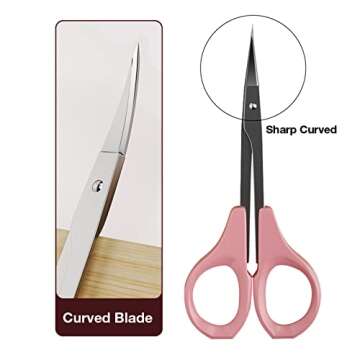 EMILYSTORES 4 Inches Curved Craft Scissors For Eyebrow Eyelash Extensions Stainless Steel 1PC
