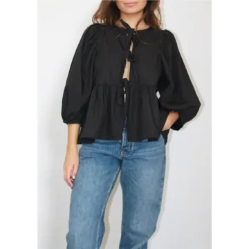 Chic Cioatin Bow Tie Front Blouse for Stylish Women