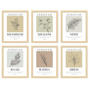 97 Decor Hebrew Names Of God Wall Art - Christian Decor For Home, Scripture Bible Verse Posters, Chr...