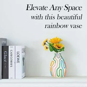 COTYNI Colored Lines Flower Vase for Modern Home Decor, Cute Vase for Decor, Unique Small Vase for Centerpieces, Modern Vase for Unique Home/Livingroom/Office Accent (1 Pack)
