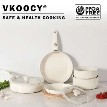 Vkoocy Non Stick Pot and Pan Set - Versatile Ceramic Cookware for Camping and Kitchen