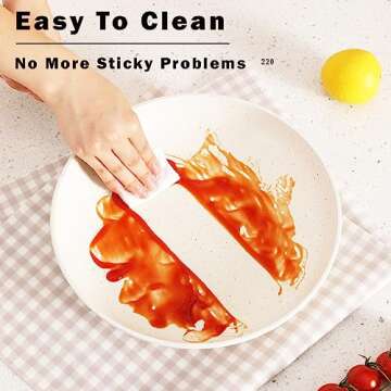 Vkoocy Non Stick Pot and Pan Set with Removable Handle, Ceramic Cookware Set Detachable Handle, Induction Kitchen Camping Stackable Pots Pans, Dishwasher/Oven Safe, Cream