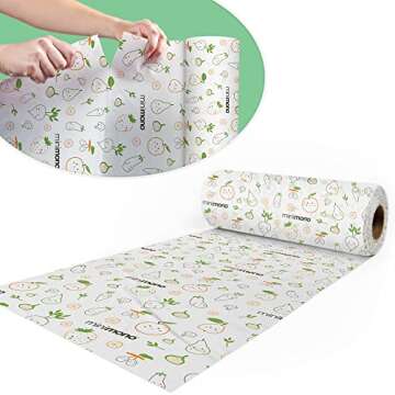 Minimono Baby Splat Mat for Under High Chair - 30 Pcs Disposable and Waterproof Splash Mats - 40"x47" Multipurpose Activity Mat for Picnic Art Craft - Baby Led Weaning Supplies (Fruits and Vegetables)