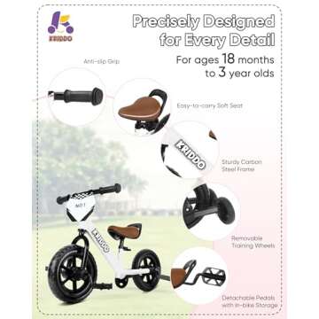 KRIDDO Kids 2-in-1 Tricycle and Balance Bike