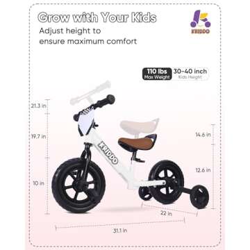 KRIDDO Kids 2-in-1 Tricycle and Balance Bike