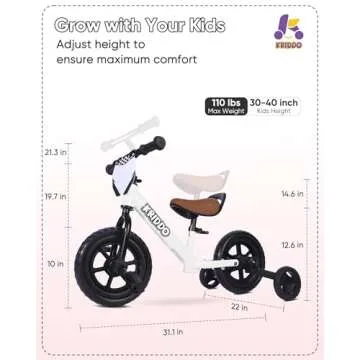 KRIDDO Kids 2-in-1 Tricycle and Balance Bike