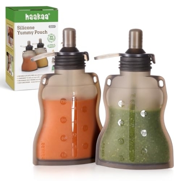 Haakaa Yummy Pouch - Reusable Baby Food Pouch, Eco-Friendly Baby Food Storage, 4oz, 2 Pack