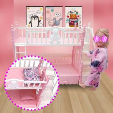 Doll Clothes, Accessories & Bunk Bed for 5.3" Dolls