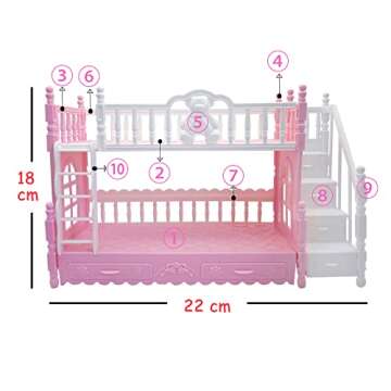 Doll Clothes, Accessories & Bunk Bed for 5.3" Dolls