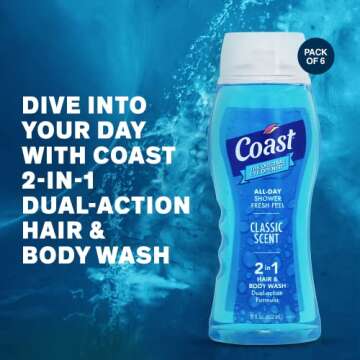 Coast 2-in-1 Hair and Body Wash - Hydrating and Foaming Cleanser for All