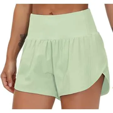THE GYM PEOPLE Womens High Waisted Running Shorts Quick Dry Athletic Workout Shorts with Mesh Liner ...