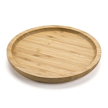 XIMISISE Round Bamboo Tray, Wood Serving Tray, Wooden Platter, Wood Charcuterie Board, Decorative Tr...