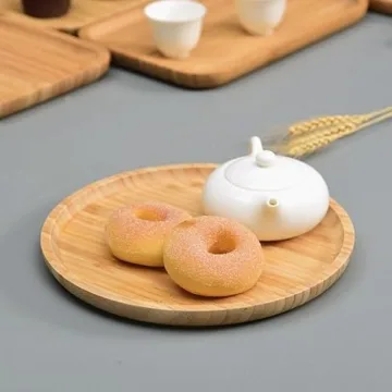 XIMISISE Round Bamboo Tray for Serving and Decor