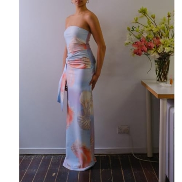 Floral Strapless Maxi Dress for Summer and Parties