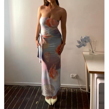 Floral Strapless Maxi Dress for Summer and Parties