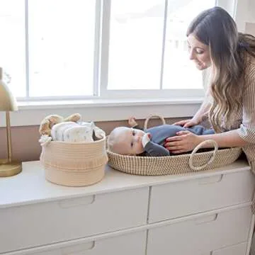 NaturalCozy 3-Piece Boho Decor Storage Basket Set – Cotton Rope Woven Baskets for Organizing! Small Baby Stuff, Shower, Gift Basket, Nursery Planter, Toy Shelves