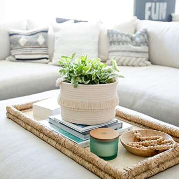 NaturalCozy 3-Piece Boho Decor Storage Basket Set – Cotton Rope Woven Baskets for Organizing! Small Baby Stuff, Shower, Gift Basket, Nursery Planter, Toy Shelves