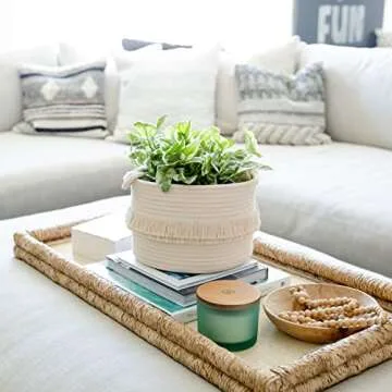 NaturalCozy 3-Piece Boho Decor Storage Basket Set – Cotton Rope Woven Baskets for Organizing! Small Baby Stuff, Shower, Gift Basket, Nursery Planter, Toy Shelves