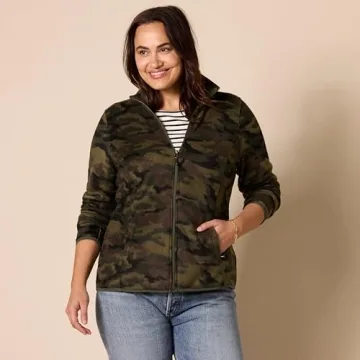 Women's Polar Soft Fleece Full-Zip Jacket - Green Camo