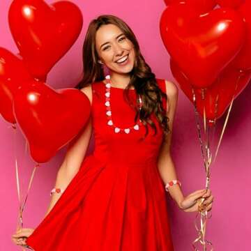 Lucleag 200 Pcs Valentine's Day Heart Wooden Beads, Red Pink Love Wood Beads DIY Crafts, Wooden Beads Ornament with Hemp Rope for Valentine's Day Wedding Mother's Day Decor Party Supplies