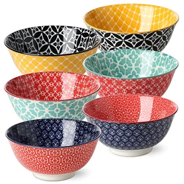 DOWAN Soup Bowls Set of 6 - Colorful Ceramic Bowls