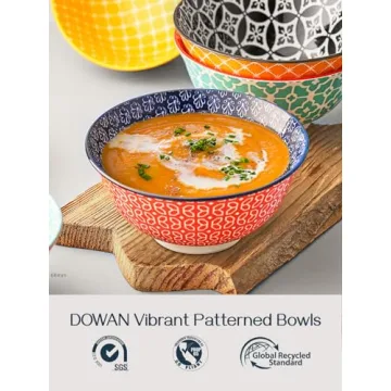 DOWAN Soup Bowls Set of 6 - Colorful Ceramic Bowls