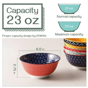 DOWAN Soup Bowls Set of 6 - Colorful Ceramic Bowls
