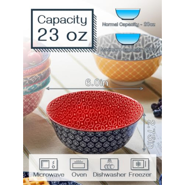 DOWAN Soup Bowls Set of 6 - Colorful Ceramic Bowls