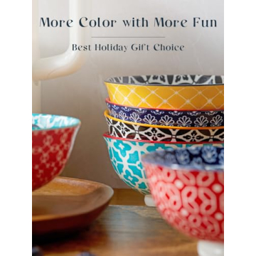 DOWAN Soup Bowls Set of 6 - Colorful Ceramic Bowls