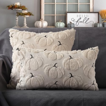 Fall Pumpkins Pillow Covers Set of 2 Soft Plush Decor