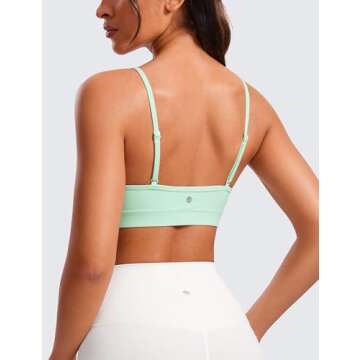 CRZ YOGA Butterluxe V-Neck Sports Bras for Women - Adjustable Thin Straps Padded Yoga Top Basic Wire...