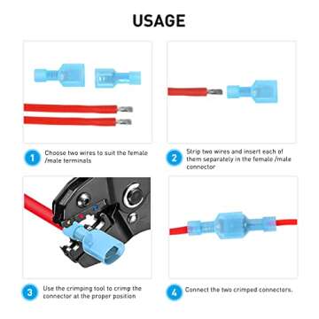 Nilight 200PCS Male Female Fully Insulated Wire Crimp Terminal Nylon Quick Connectors Wiring Spade 1...