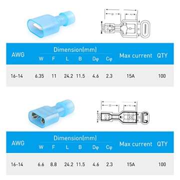 Nilight 200PCS Insulated Crimp Terminals for Easy Wiring