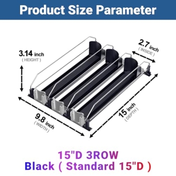 JUNMEI Soda Can Fridge Organizer Adjustable 15 Cans