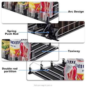 JUNMEI Soda Can Fridge Organizer Adjustable 15 Cans