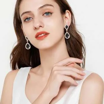 Elegant Black Vintage Rhinestone Teardrop Earrings for Women