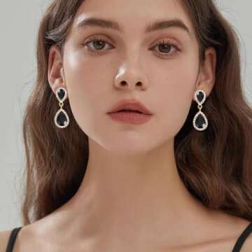 Elegant Black Vintage Rhinestone Teardrop Earrings for Women