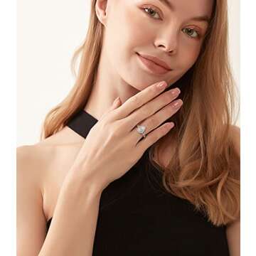 TIGRADE 1.5CT Engagement Ring for Women Teardrop Cubic Zirconia Wedding Band Halo Twisted Pear CZ Promise Anniversary Ring Size 3-12, Silver, Size 7