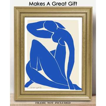 Blue Nude by Henri Matisse Abstract Wall Art: 11x14 Unframed Minimalist, Aesthetic & Boho Wall Art Print for Home, Office, Dorm, Bedroom & Studio Decor - Creative Housewarming Gift Idea for Art Lovers