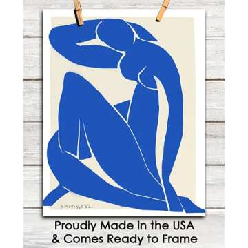 Blue Nude by Henri Matisse Abstract Wall Art: 11x14 Unframed Minimalist, Aesthetic & Boho Wall Art Print for Home, Office, Dorm, Bedroom & Studio Decor - Creative Housewarming Gift Idea for Art Lovers