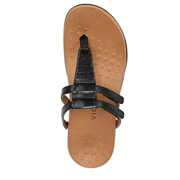 Vionic Women's Rest Elvia Toe Post Slide Sandal- Supportive Ladies Flip Flop Sandals That Include Three-Zone Comfort with Orthotic Insole Arch Support, Black 10 Medium