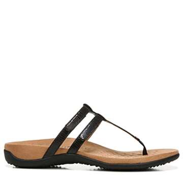 Vionic Women's Rest Elvia Toe Post Slide Sandal- Supportive Ladies Flip Flop Sandals That Include Three-Zone Comfort with Orthotic Insole Arch Support, Black 10 Medium