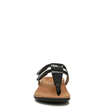 Vionic Women's Rest Elvia Toe Post Slide Sandal- Supportive Ladies Flip Flop Sandals That Include Three-Zone Comfort with Orthotic Insole Arch Support, Black 10 Medium